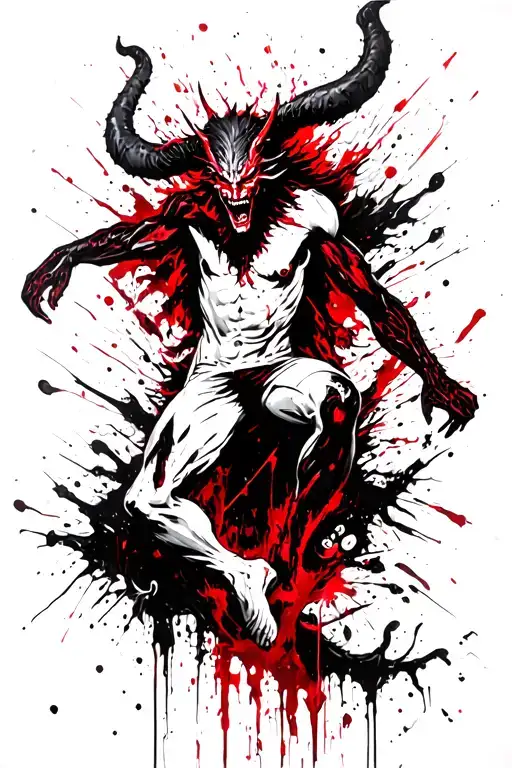 Painterly Depiction Of A Demon From Mythology In A Dynamic Pose