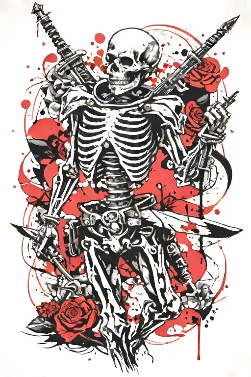Skeleton Warrior Holding Daggers