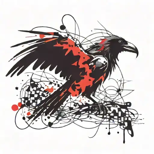 Family Symbol Merged Together Raven Sitting