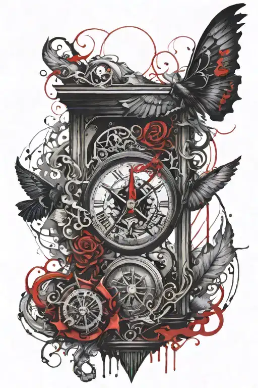 Dark Tattoo That Combines An Hourglass And Tenticles