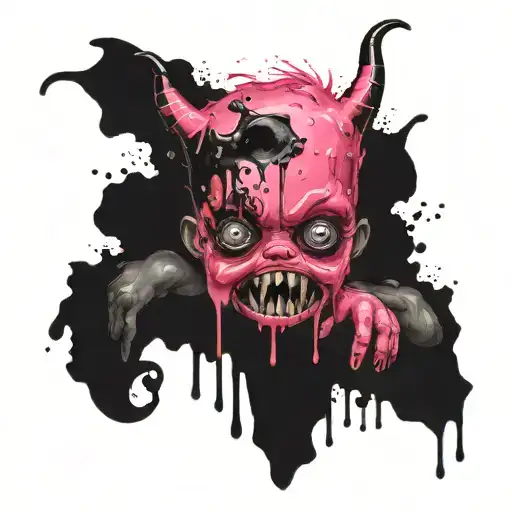 Baby Ainme Monster With Pink And Black Body Shaped Like