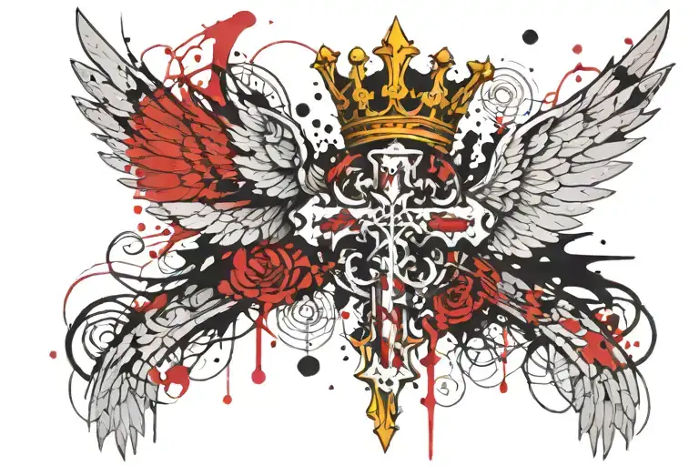 Cross With Wings And Crown On The Throat Geosymtric