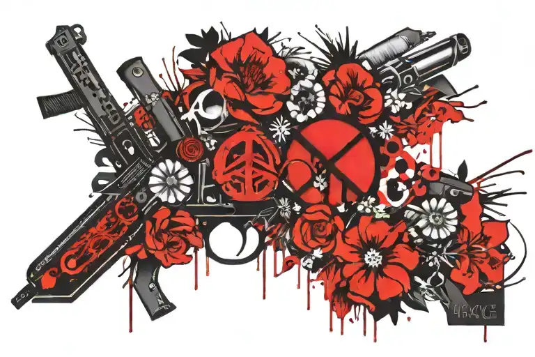 The Word Peace In The Middle Of The Word Gun With Flowers