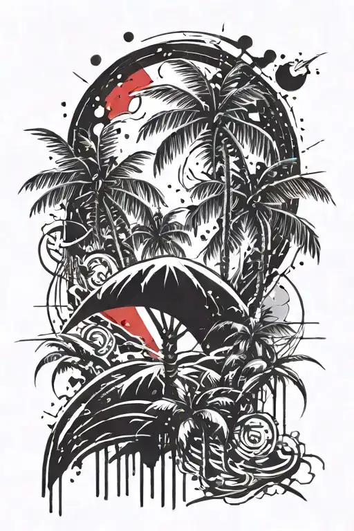 Palm Tree And Crescent Moon