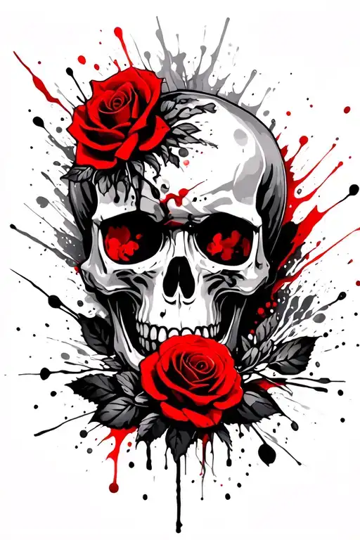 Skull And Roses Wave Crashing