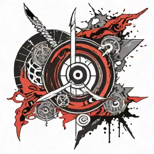 Aries Sign With Sharingan Eye Katana Blade Wrapped In Lightning