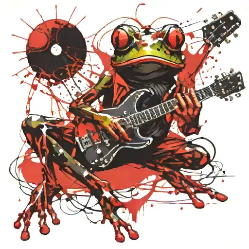 An Addicted Frog Playing Electro Guitar While Meditating