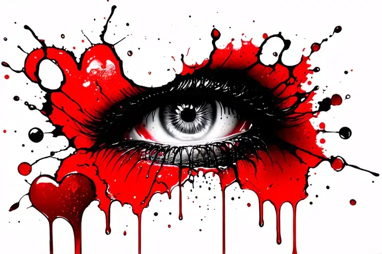 Realistic Eye Crying Broken Heart Shaped Tears Dripping