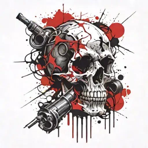 Skull Pierced With A Grenade