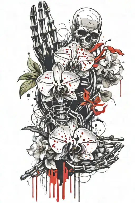 Skeleton Arm Holding Orchids