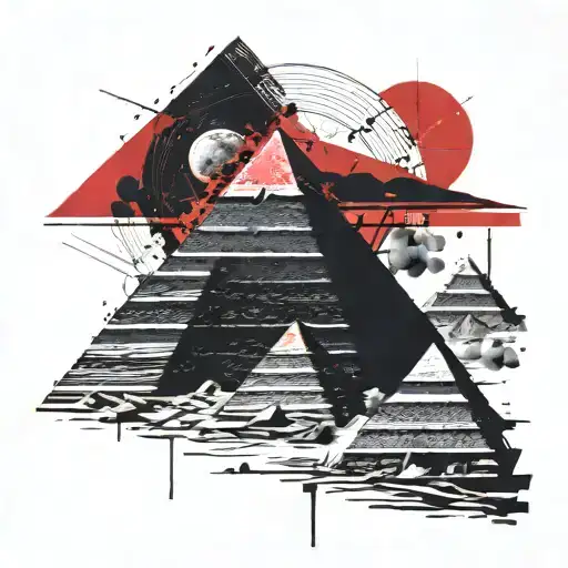 Old Egypt Pyramid Moon