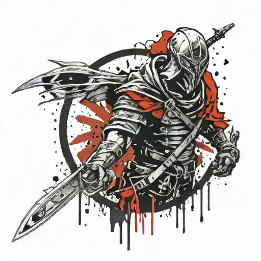 Hooded Warrior Wielding A Sword And Shield