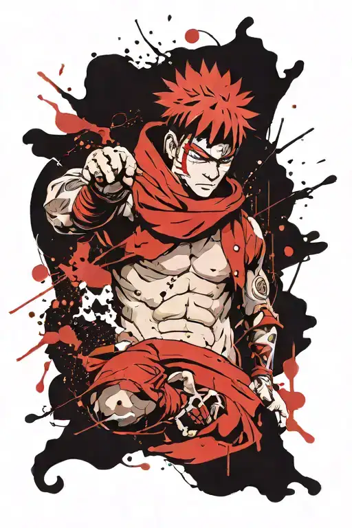 Abstract Gaara Character From Naruto On Forearm