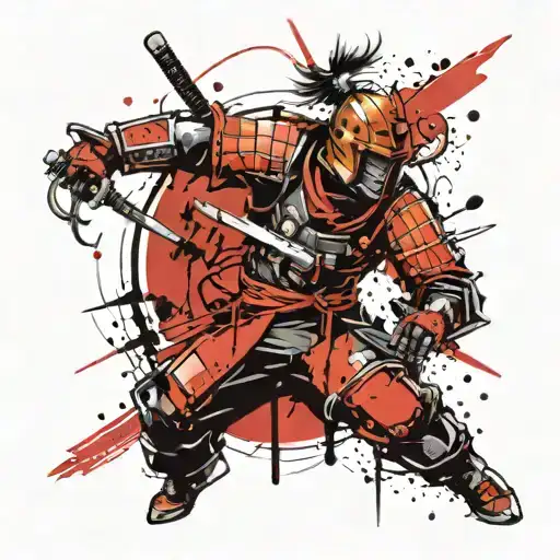 A Tattoo Design Combining Elements Of Space Exploration And Samurai Warriors