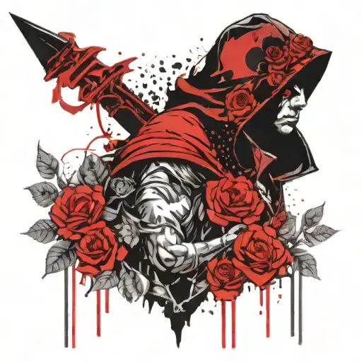 Hooded Warrior Surrounded By Roses