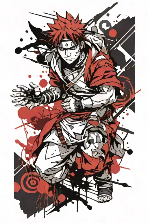 Trash Polka Style Gaara Character From Naruto On Forearm