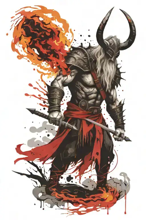 Norse Fire Giant With Flaming Sword