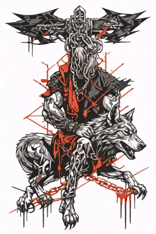 Norse Wolf Fenris In Chains