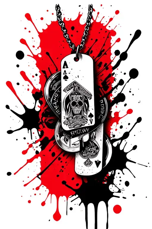 Military Dogtags Intertwined With Gambling Themed