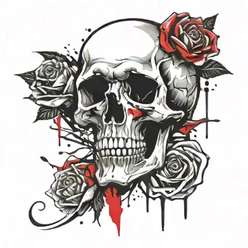 Skull Tribal And Rose