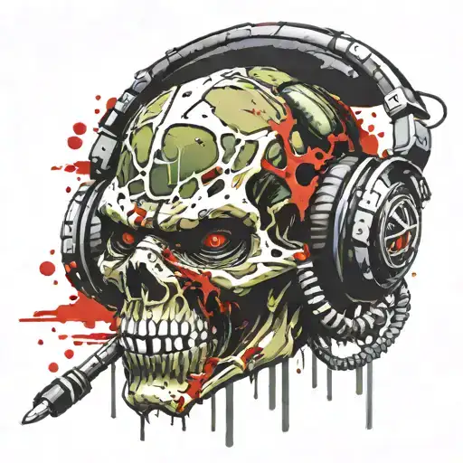 Ninja Turtle Skull Wearing Headphones