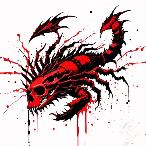 Scorpio Dragon And Scull Red And Black