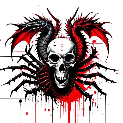 Scorpio Dragon And Scull Dark Side Of The Moon