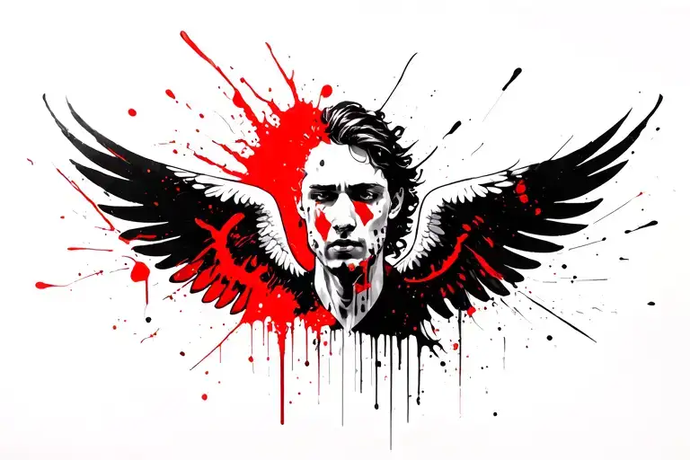 Mens Neck Tattoo Biblical Angel