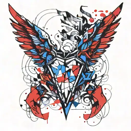 Diamond Angel Wings Red And Blue Chest