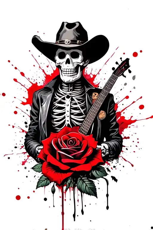 Skeleton Cowboy And Rose