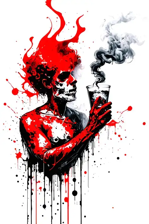 Davinci Painting Of War Between Heaven And Hell Smoking And Drinking