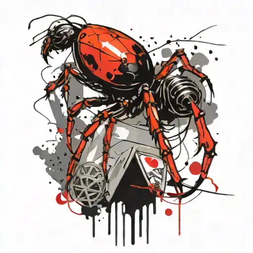 A Red Back Spider Hanging From A Scythe