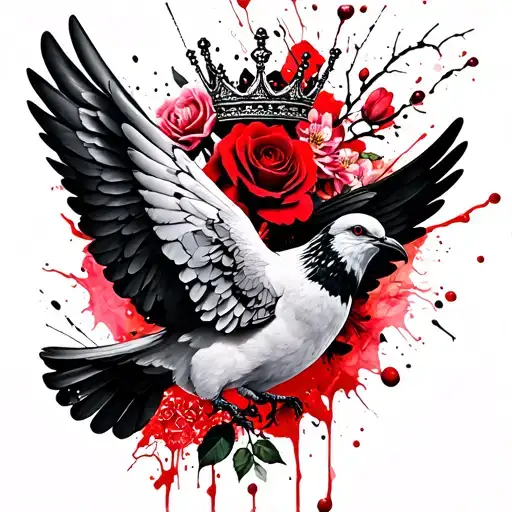 Doves Roses Cherry Blossoms Wings Crown