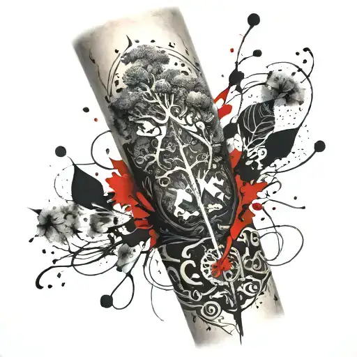 Forearm Tattoo Of A Tree With An Ace Of Spades Incorporated Into The Trunk