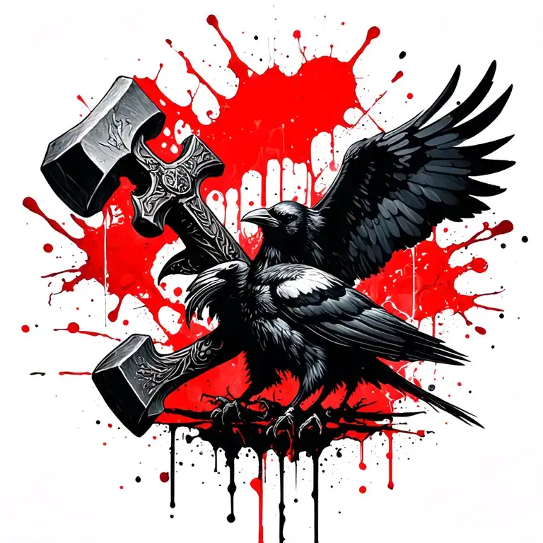 Thors Hammer And Raven
