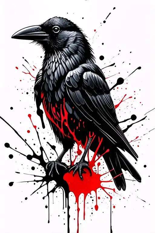 Crow From Paint Splatters