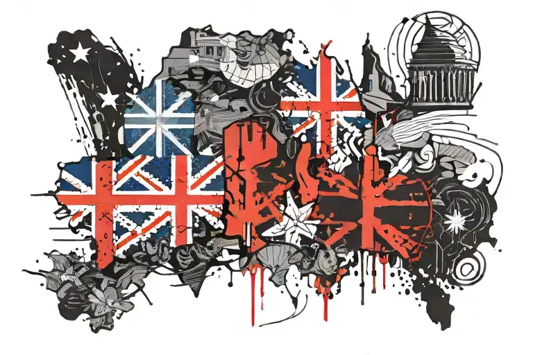 Australian Country Outline Filled With Flag