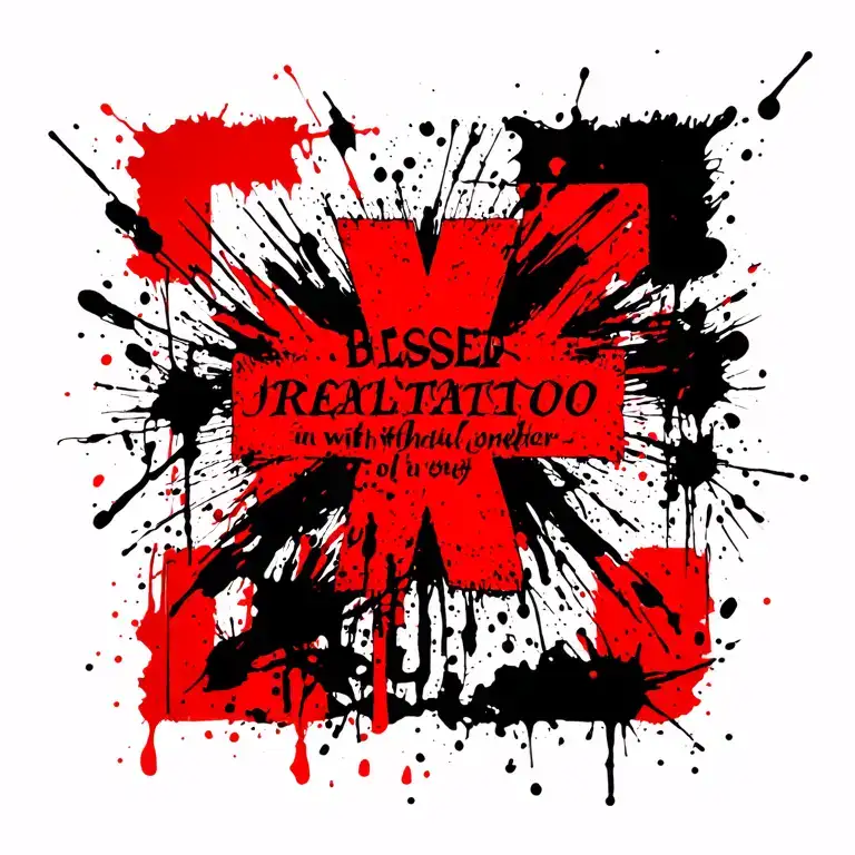 Blessed With Red Cross Black Underneath Then Beautiful Writing