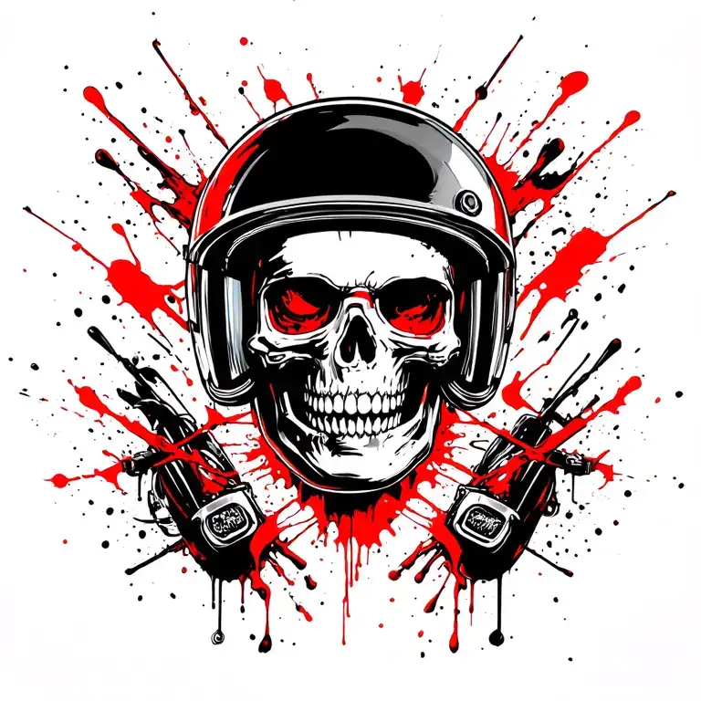 Dead Head With A Helmet And Motorcycle Gear Indicator