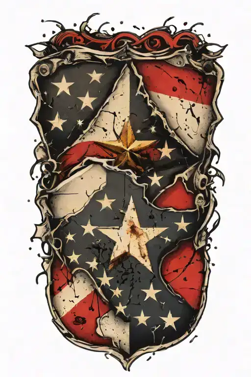 American Flag Texas Flag Shield Crossed