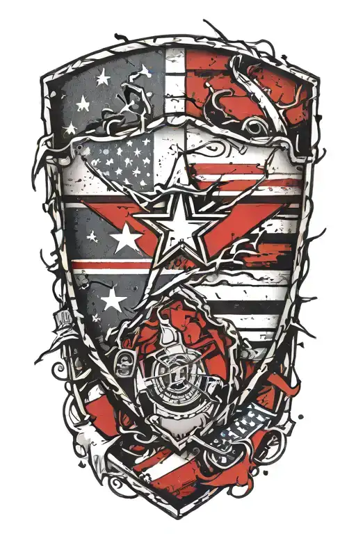 American Flag Texas Flag Shield Crossed