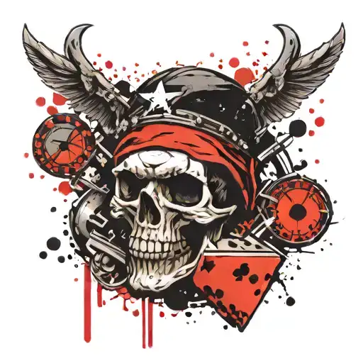Chopper Biker Dice Cards Skull