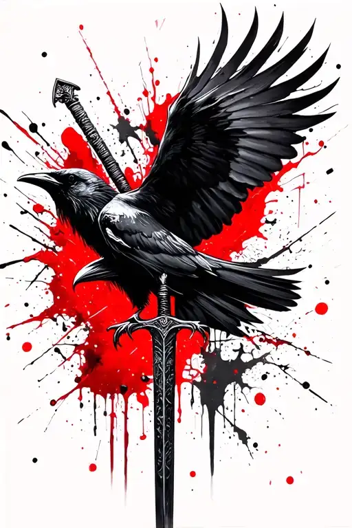 Sword And Raven Flying
