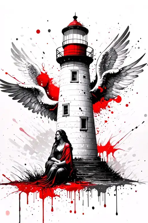 Light House With Mother Marry Angels Sitting