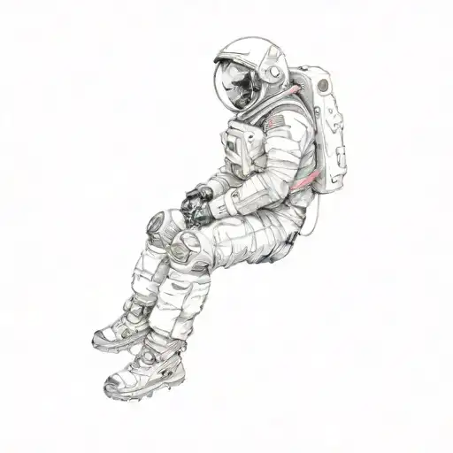 An Astronaut Sitting On A Cliff Looking