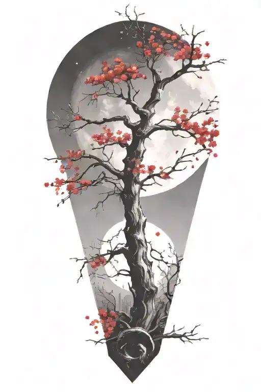 Trash Polka Sakura Branch In Moonlight