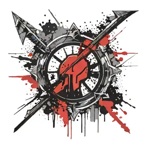 Spartan Shield And Spear Ink Blotch
