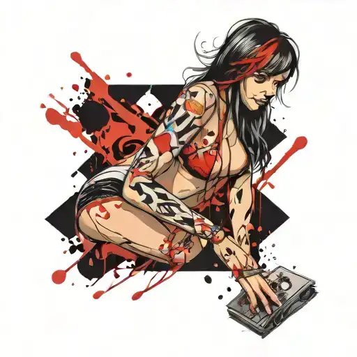 An Ace Card With A Female Body In Bikini In The Center Of The Card