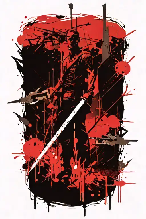 Battlefield With Warriors Virtical Sword