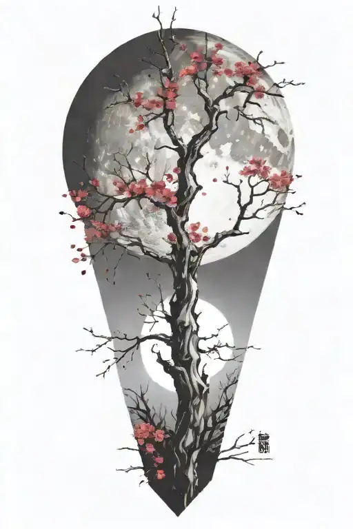 Trash Polka Sakura Branch In Moonlight